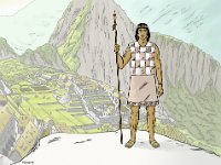 Machu Picchu long ago line art and photoshop